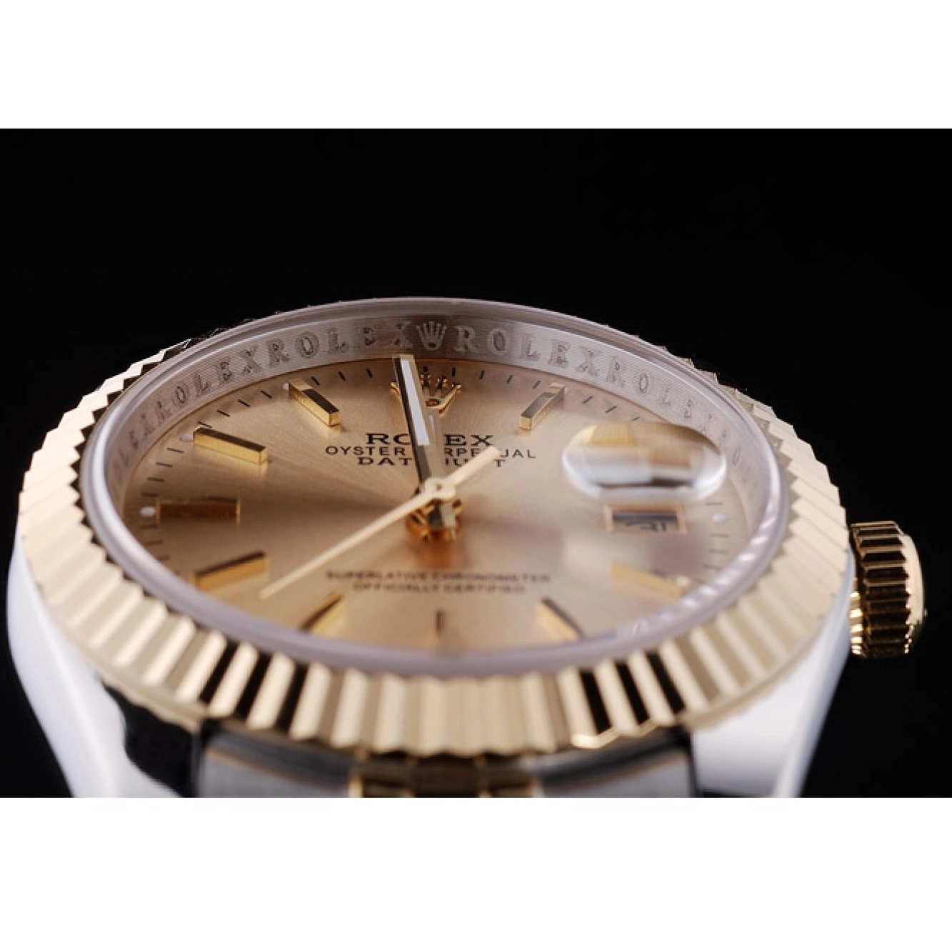 Aaa replica Datejust Ribbed 7450 Dial Rolex Bezel Gold 0820